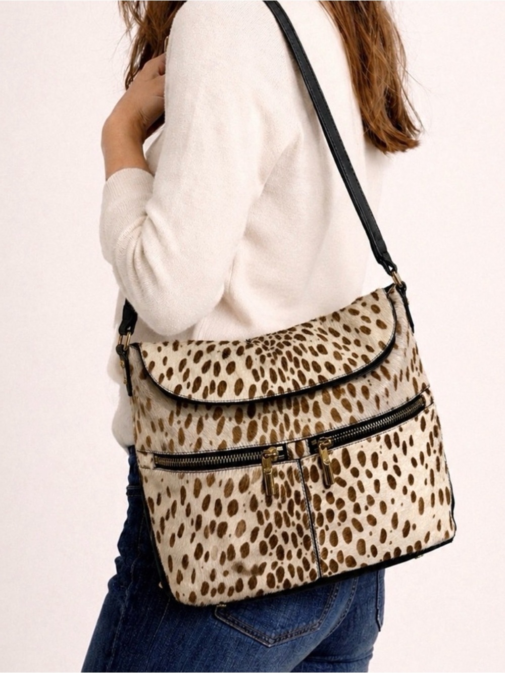 Elizabeth and James Genuine Cowhide Leather Shoulder Bag | Luxe Haircalf